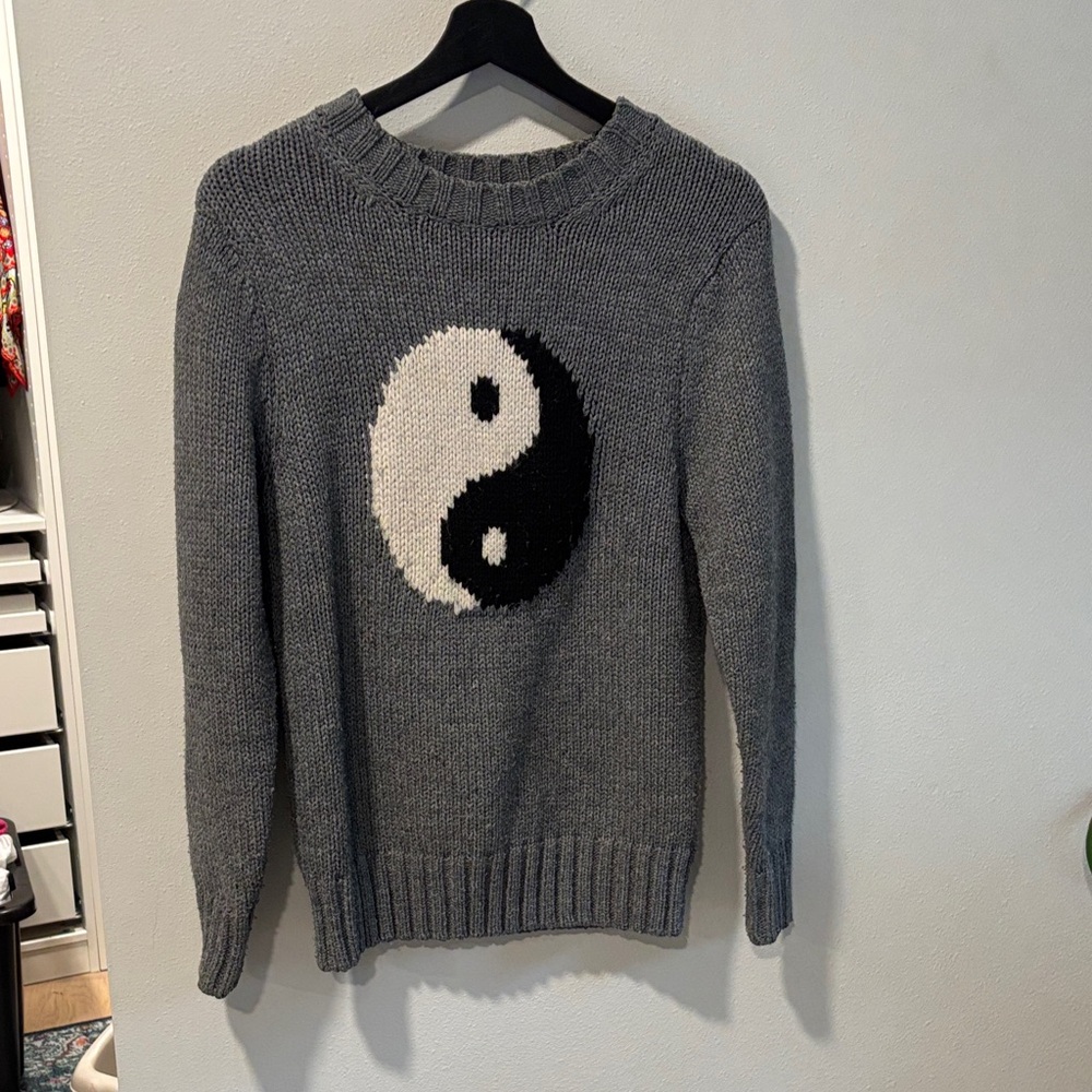 Elegant Gray Yin Yang Sweater